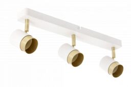 CGC Lighting 'Orio' White & Brushed Gold Triple Three Head GU10 Adjustable Ceiling Spot Light Bar - thumbnail 2
