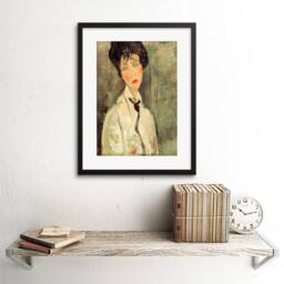 "Artery8 Amedeo Modigliani Woman A Black Tie 12x16"" Framed Art Print in Beige - Size: W12"" x H16""" - thumbnail 2