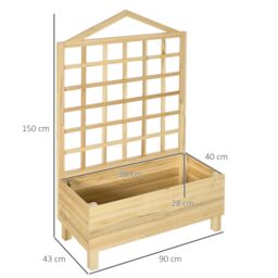 OUTSUNNY Wooden Garden Planters with Trellis for Vine Climbing Plants in Natural - thumbnail 3