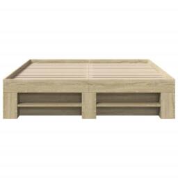 Berkfield Home Durable Bed Frame without Mattress Sonoma Oak 140x190 cm Engineer in Light Tan - thumbnail 5