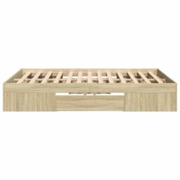 Berkfield Home Durable Bed Frame without Mattress Sonoma Oak 140x190 cm Engineer in Light Tan - thumbnail 6