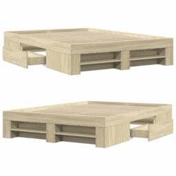 Berkfield Home Durable Bed Frame without Mattress Sonoma Oak 140x190 cm Engineer in Light Tan - thumbnail 8