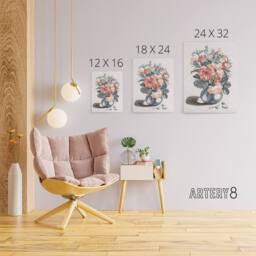 "Artery8 Still Life Pink Roses in Glass Vase Teyler Canvas Wall Art in White - Size: W18"" x H24""" - thumbnail 4
