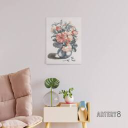 "Artery8 Still Life Pink Roses in Glass Vase Teyler Canvas Wall Art in White - Size: W18"" x H24""" - thumbnail 3