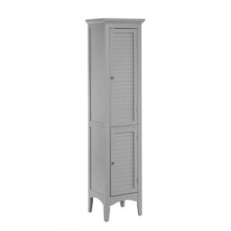 Teamson Home Glancy Wooden Linen Tower Tall Bathroom Cabinet Grey With Storage