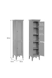 Teamson Home Glancy Wooden Linen Tower Tall Bathroom Cabinet Grey With Storage - thumbnail 5