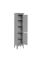 Teamson Home Glancy Wooden Linen Tower Tall Bathroom Cabinet Grey With Storage - thumbnail 6