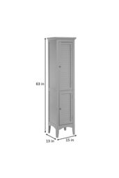 Teamson Home Glancy Wooden Linen Tower Tall Bathroom Cabinet Grey With Storage - thumbnail 4
