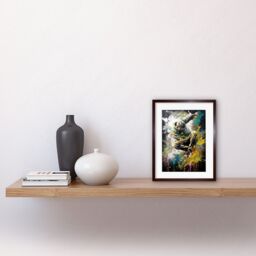 "Artery8 Wall Art Print Break Dancer B-Boy Dancing Splatter Paint Portrait Artwork Framed 9X7 Inch in Brown - Size: W7"" x H9""" - thumbnail 2