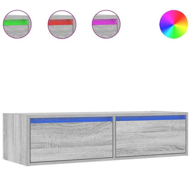 Berkfield Home TV Cabinet with LED Lights Grey Sonoma 100X35.5x25 cm - image 1