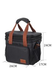 Living and Home 2-Layer Leakproof Insulated Lunch Tote Bag Adjustable Shoulder Strap in Black - thumbnail 6