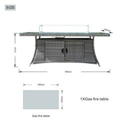 Direct Wicker Outdoor 7‑Piece Dining Set with Fire Pit Table in Grey - Size: 6 Person - thumbnail 8
