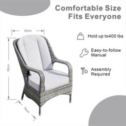 Direct Wicker Outdoor 7‑Piece Dining Set with Fire Pit Table in Grey - Size: 6 Person - thumbnail 9