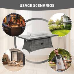 Direct Wicker Outdoor 7‑Piece Dining Set with Fire Pit Table in Grey - Size: 6 Person - thumbnail 5