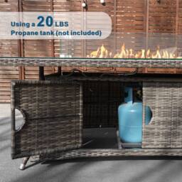 Direct Wicker Outdoor 7‑Piece Dining Set with Fire Pit Table in Grey - Size: 6 Person - thumbnail 4
