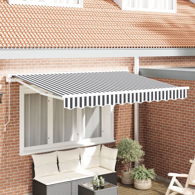 Berkfield Home Retractable Awning Manual Anthracite & White 350x200 cm - image 1