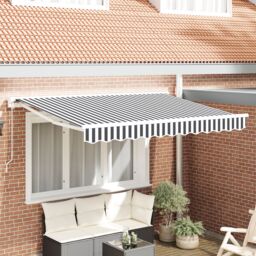 Berkfield Home Retractable Awning Manual Anthracite & White 350x200 cm - thumbnail 1
