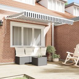 Berkfield Home Retractable Awning Manual Anthracite & White 350x200 cm - thumbnail 3