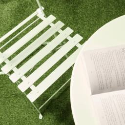 OHS 3 Set Metal Bistro Chair & Table Set Garden Patio Seating in Pale Green - thumbnail 3