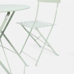 OHS 3 Set Metal Bistro Chair & Table Set Garden Patio Seating in Pale Green - thumbnail 6
