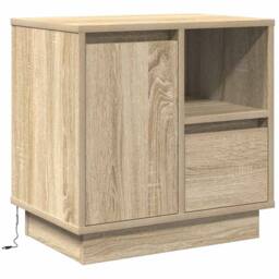 Berkfield Home Bedside Cabinets with LED 2 pcs Sonoma Oak 50x34.5x50 cm in Beige - thumbnail 4
