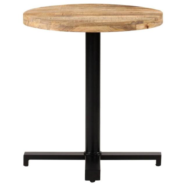 Berkfield Home Bistro Table Round Ã˜70x75 cm Rough Mango Wood in Brown - Size: 70x75 cm - image 1