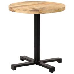 Berkfield Home Bistro Table Round Ã˜70x75 cm Rough Mango Wood in Brown - Size: 70x75 cm - thumbnail 7