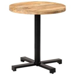 Berkfield Home Bistro Table Round Ã˜70x75 cm Rough Mango Wood in Brown - Size: 70x75 cm - thumbnail 2