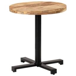 Berkfield Home Bistro Table Round Ã˜70x75 cm Rough Mango Wood in Brown - Size: 70x75 cm - thumbnail 9