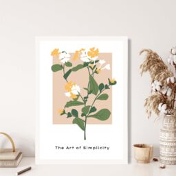 ARTZE Wildflower in Green & Beige Flower Market Minimalist Framed Print SIZE: A3 with White Frame - thumbnail 2