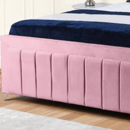 "UK Bed Furniture Sierra Upholstered Bed Frame with 48"" Headboard - Slatted Base in Pink - Size: Small Double" - thumbnail 3