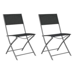 Berkfield Home Folding Outdoor Chairs 2 pcs Black Steel & Textilene - thumbnail 2
