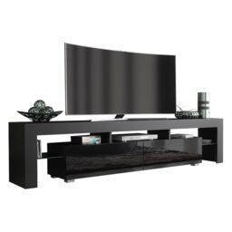 Creative Furniture TV Unit 200cm Modern - Black with High Gloss Doors - thumbnail 3