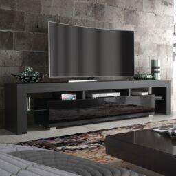 Creative Furniture TV Unit 200cm Modern - Black with High Gloss Doors