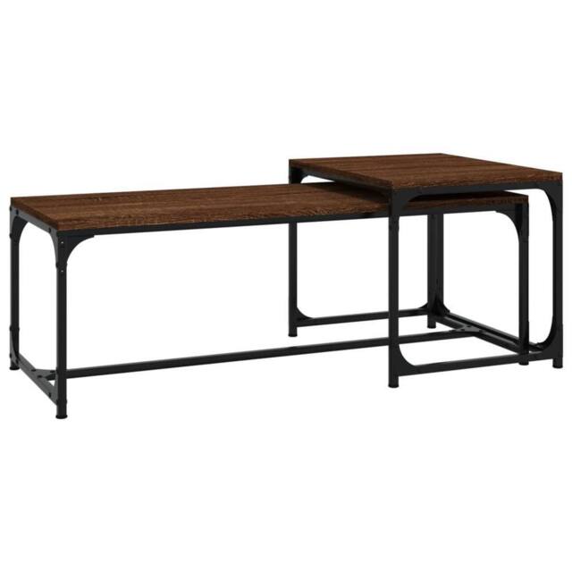Berkfield Home Coffee Tables 2 pcs Brown Oak Engineered Wood - image 1