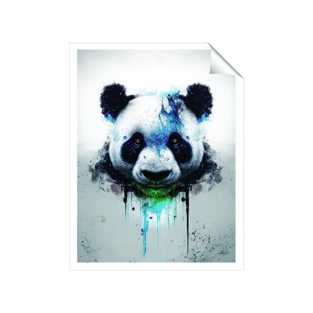 "Warren Reed - Designer Panda Face Splashart Light Background Unframed Art Print - Size: W16"" x H24""" - image 1
