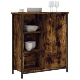 Berkfield Home Sideboard Smoked Oak 70x30x80 cm Engineered Wood in Brown - Size: 70 x 30 x 80 cm - thumbnail 3