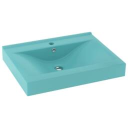 Berkfield Home Luxury Basin with Faucet Hole Matt Light Green 60x46 cm Ceramic in Aqua