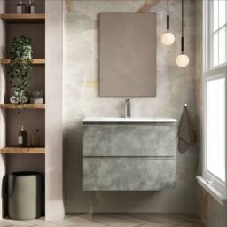 Banyetti Vatilla 800mm Wall Hung Vanity Unit with Athena Basin - Cemento Grey