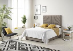 Somnior Platinum Ortho Sprung Memory Foam Mattress with Divan Bed with Headboard Tweed Fabric in Brown - Size: Small Double - thumbnail 2