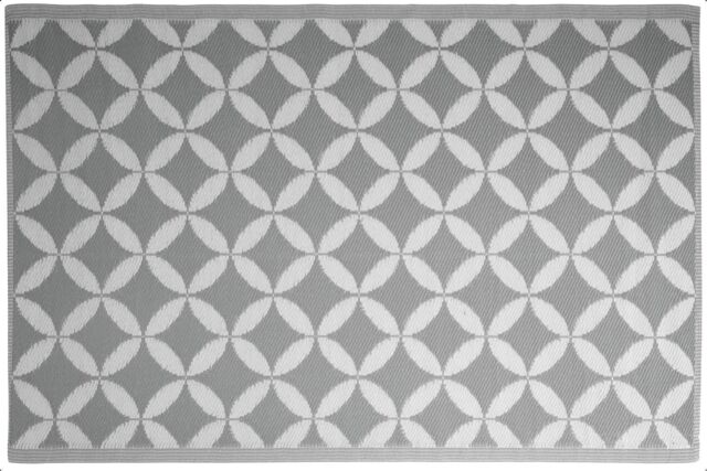 idooka Grey & White Circles Outdoor Camping Rug Mat in Mid Grey - Size: 90 cm x 180 cm - image 1