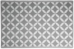 idooka Grey & White Circles Outdoor Camping Rug Mat in Mid Grey - Size: 90 cm x 180 cm - thumbnail 1