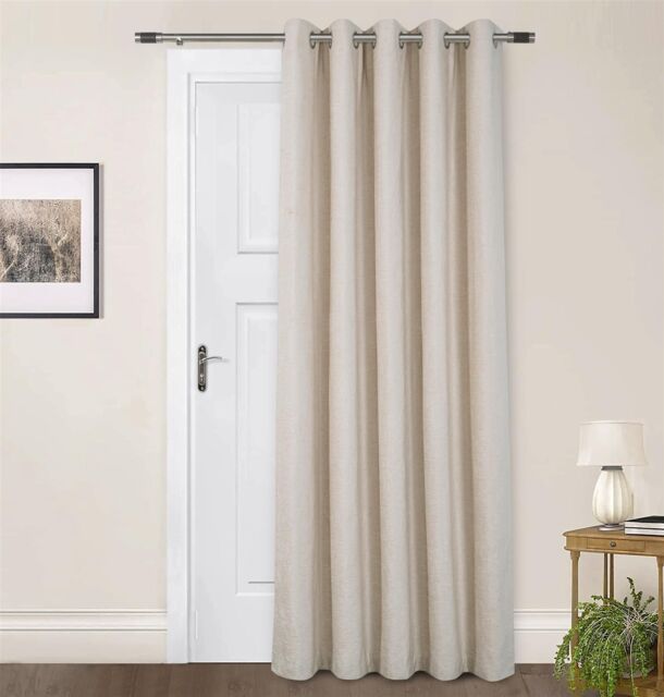 Sundour Amberley Chenille Eyelet Door Curtain in Cream - Size: 168 cm width x 214 cm drop - image 1