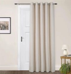 Sundour Amberley Chenille Eyelet Door Curtain in Cream - Size: 168 cm width x 214 cm drop - thumbnail 1