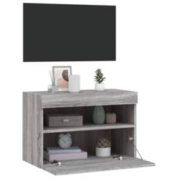 Berkfield Home TV Wall Cabinet with LED Lights Grey Sonoma 60x30x40 cm - Size: 60 x 30 x 40 cm - thumbnail 7