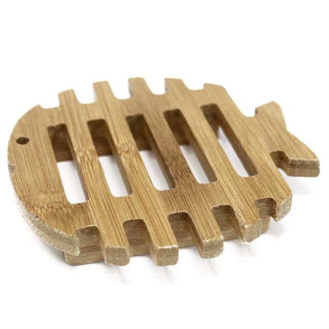 KDMD Hemu Wood Soap Dish - Fish in Brown - image 1