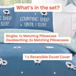 Rapport Home Counting Sheep Microfibre Duvet Cover Set Cover with Pillowcase in Blue - Size: Single - thumbnail 4