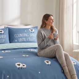 Rapport Home Counting Sheep Microfibre Duvet Cover Set Cover with Pillowcase in Blue - Size: Single - thumbnail 5
