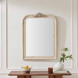 FurnitureboxUK Francis Whitewash Wood Large 110x74cm Overmantle Arch Mirror in White - Size: 110x74 cm - thumbnail 2