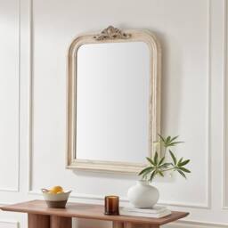 FurnitureboxUK Francis Whitewash Wood Large 110x74cm Overmantle Arch Mirror in White - Size: 110x74 cm - thumbnail 1